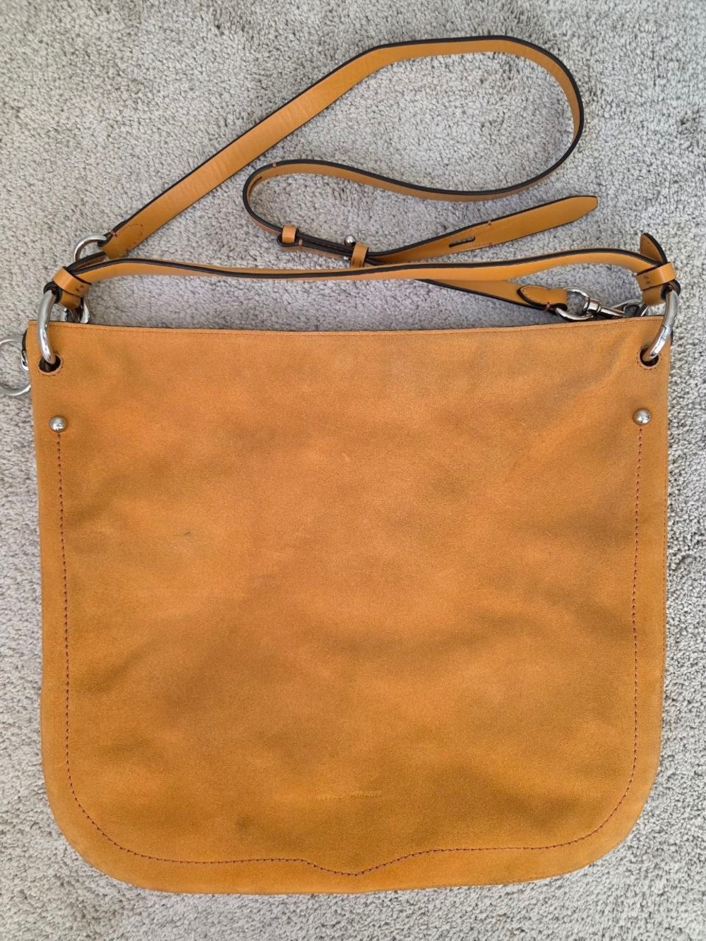 Rebecca Minkoff Large Tan Suede Leather Hobo Shoulder Crossbody Bag Silver Hardw